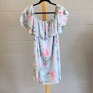 Peach love dress with pink flowers